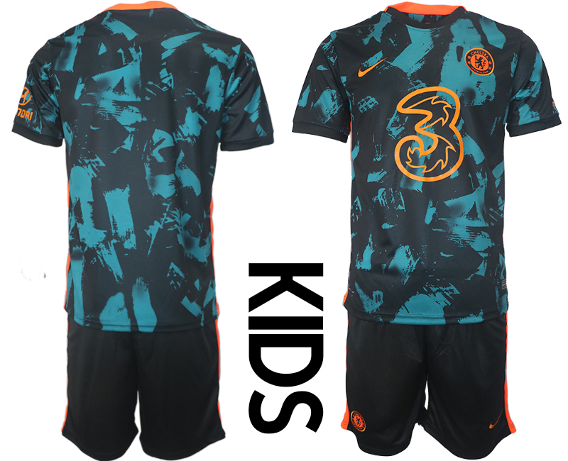 Youth 2021-2022 Club Chelsea FC away black blank Soccer Jersey